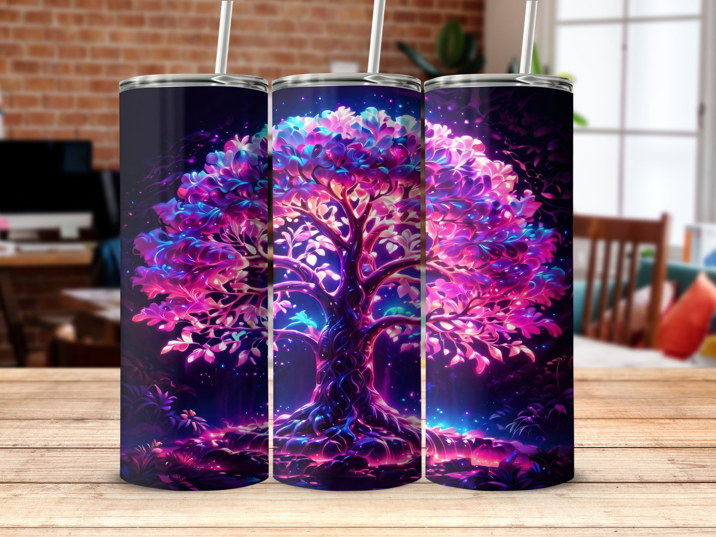 Vibrant Fantasy Glowing Tree Design Tumbler product type