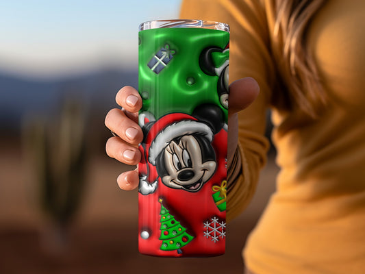 Festive Green and Red Christmas Character Tumbler Cup