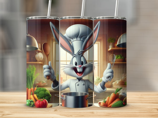 Cartoon Chef Bunny in Modern Kitchen Tumbler Cup
