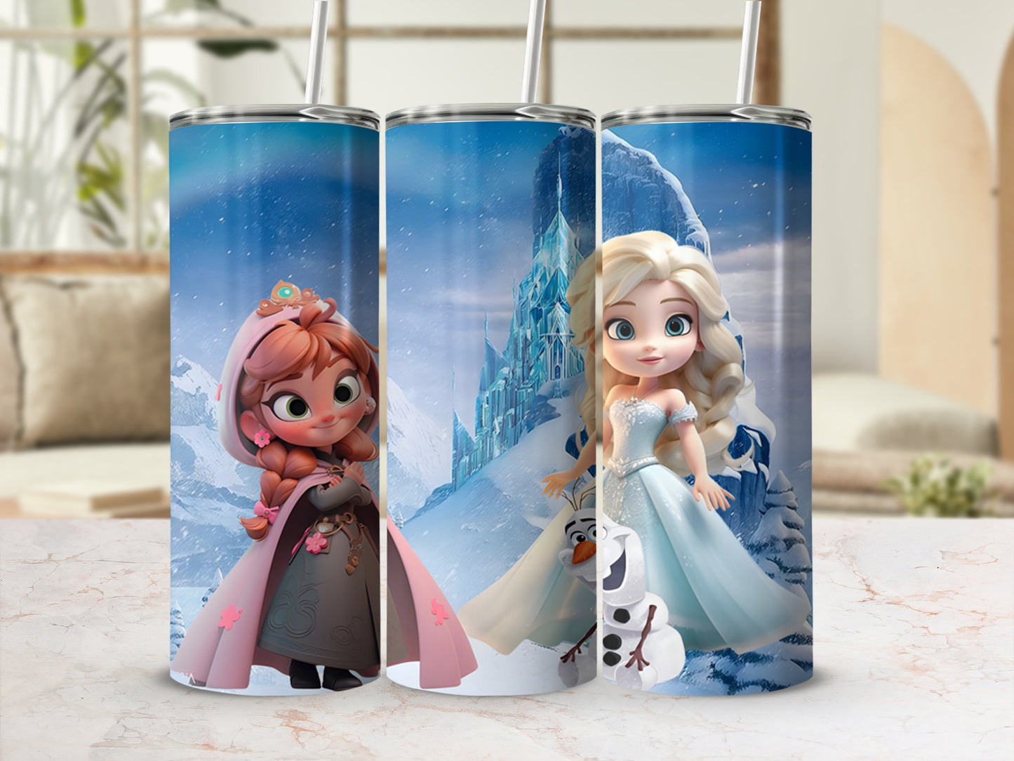 Frozen Princess and Snowman Art Tumbler Cup Collection