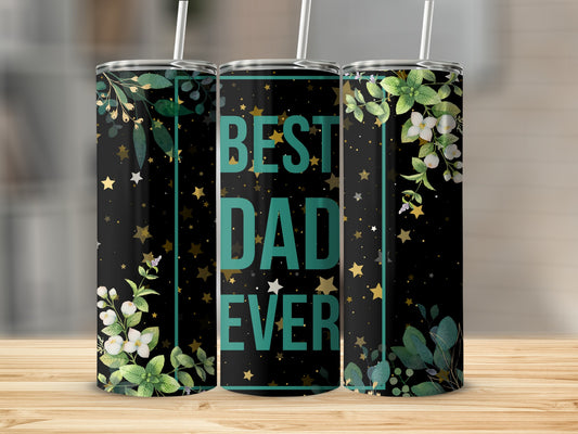 Best Dad Ever Floral Stars Design Tumbler