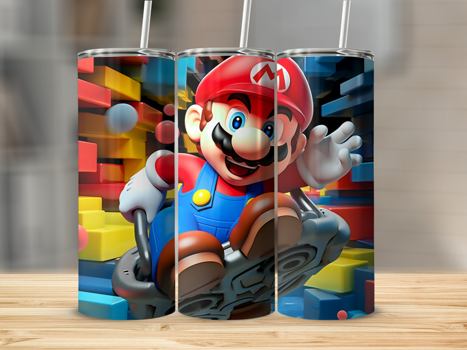 Mario Gamer Design Travel Tumbler Cup with Lid