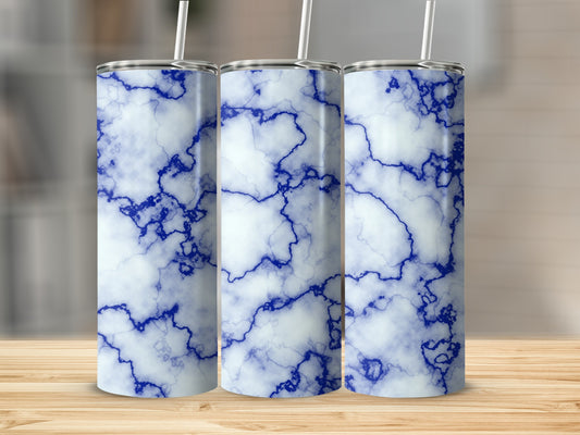 Elegant Blue Veins And White Tumblers Abstract Design
