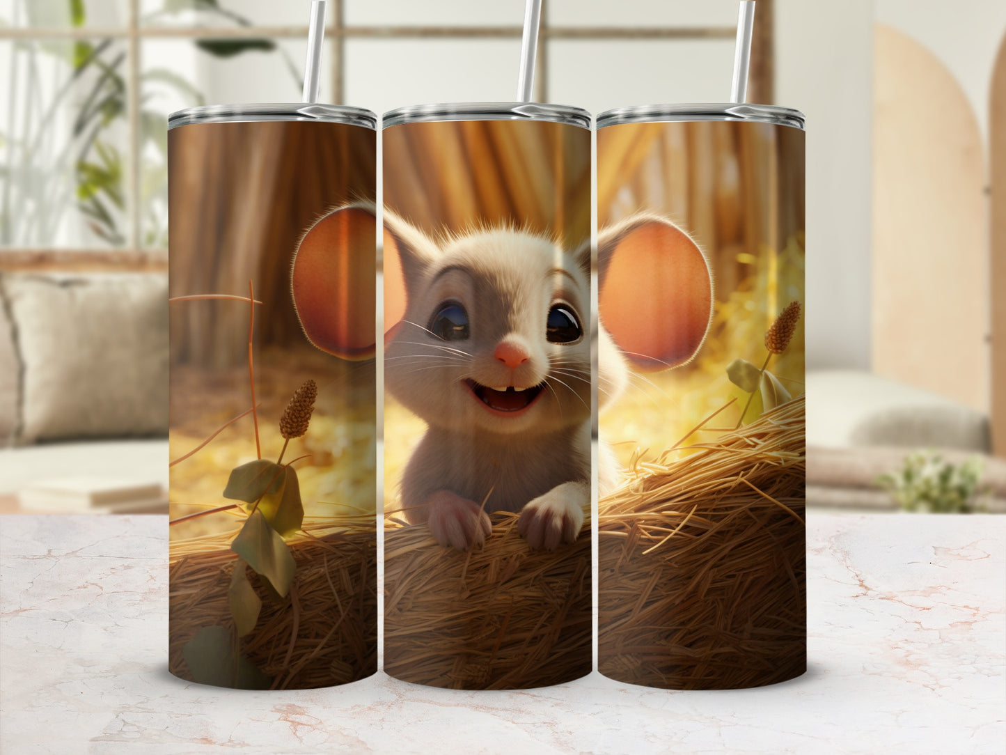 Adorable Mouse in Field Design Tumbler Product
