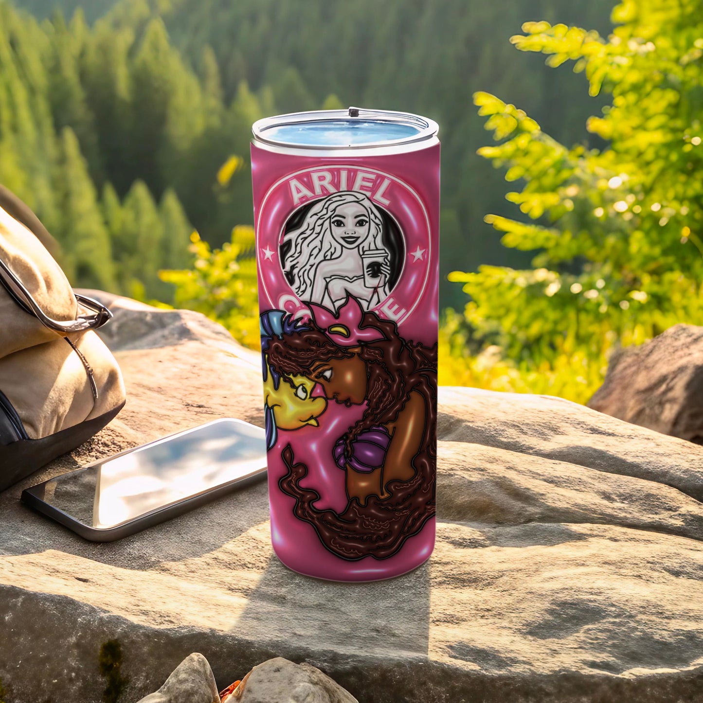 Ariel Design Travel Tumbler with Unique Artwork