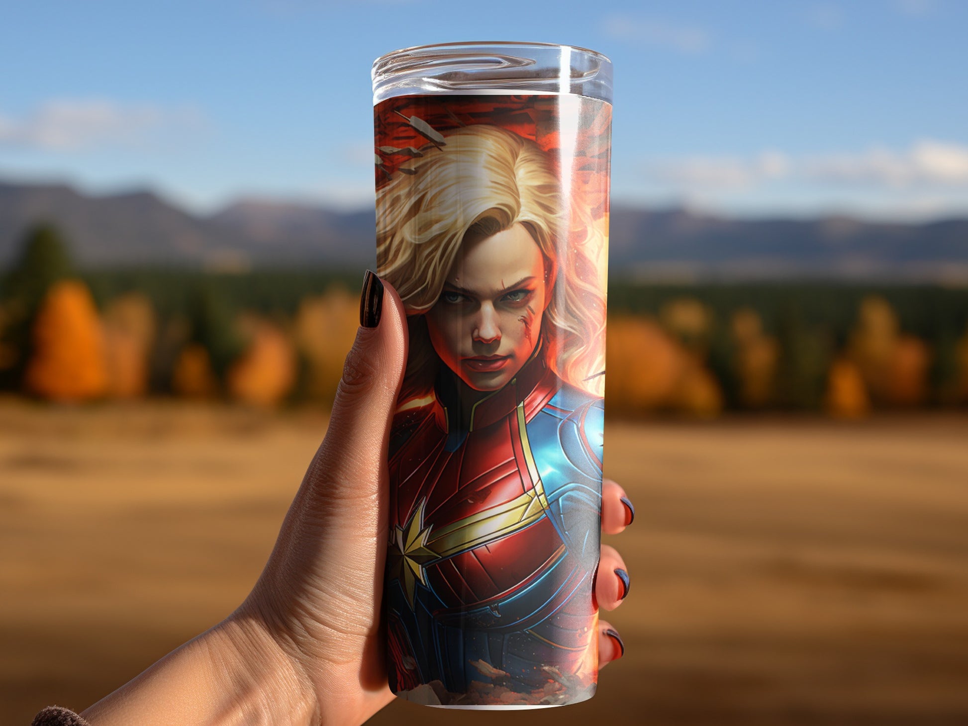 Superhero Themed Tumbler with Detailed Artwork