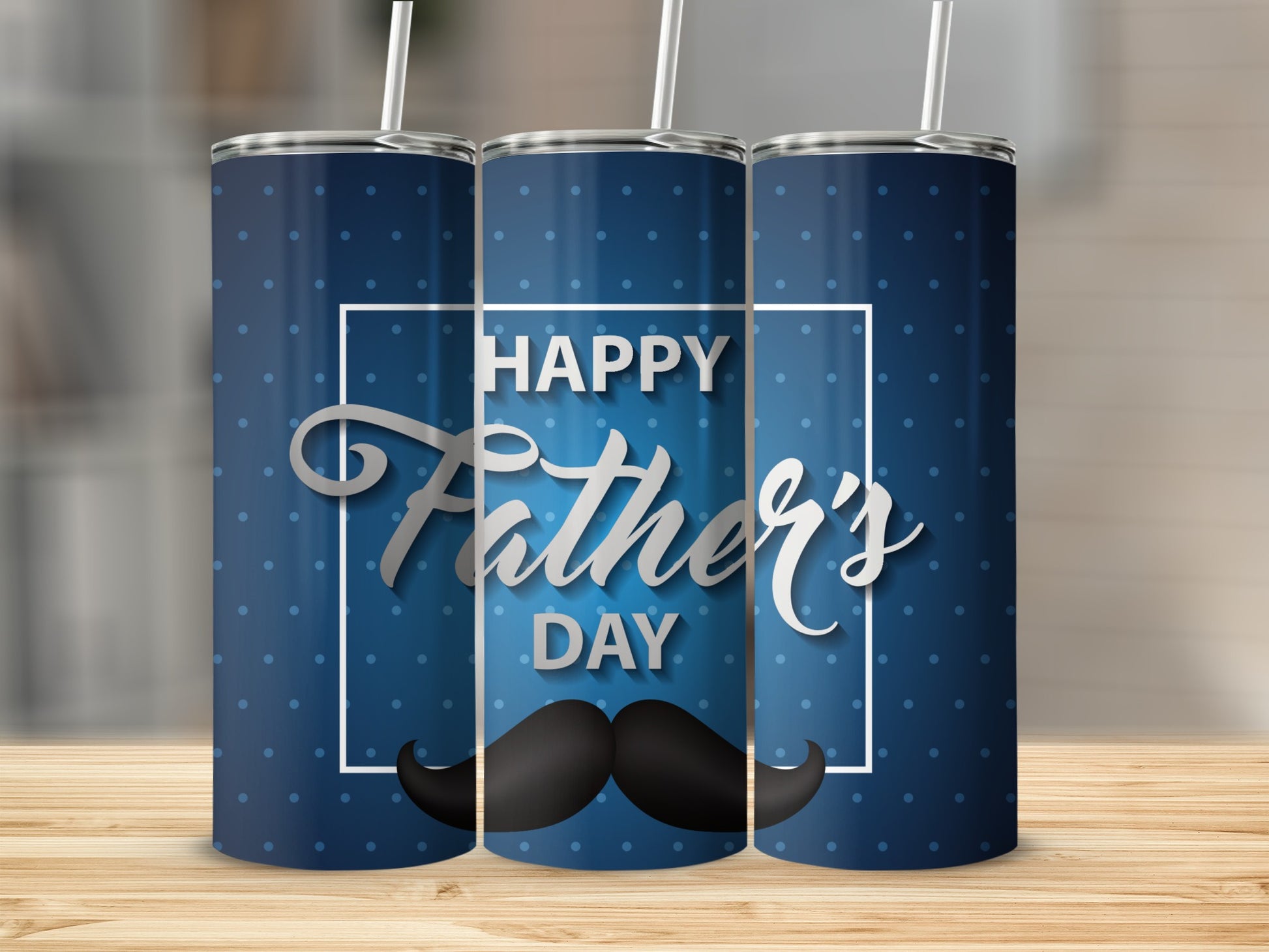 Happy Father's Day Blue Polka Dot Tumbler Product