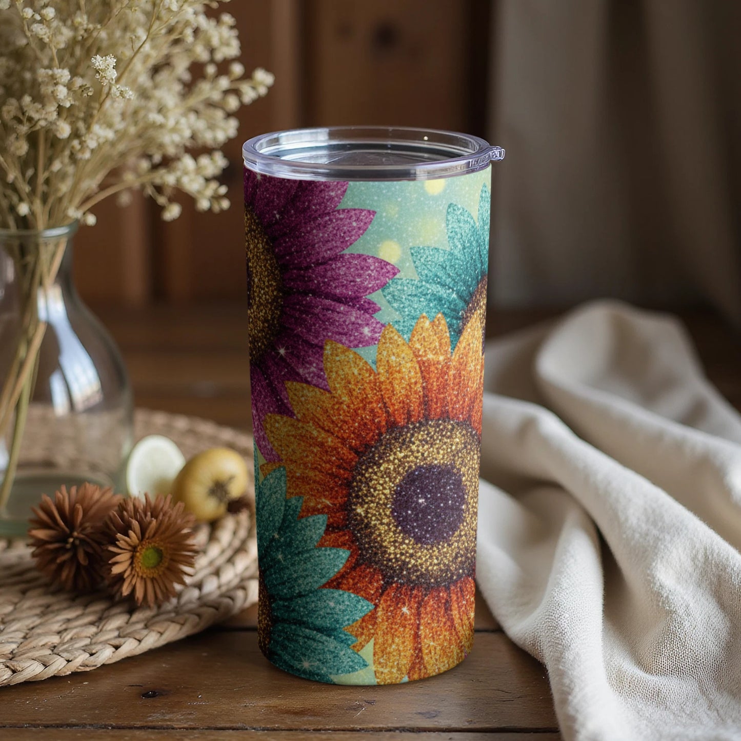 Colorful Sunflower Design Vacuum Insulated Tumbler