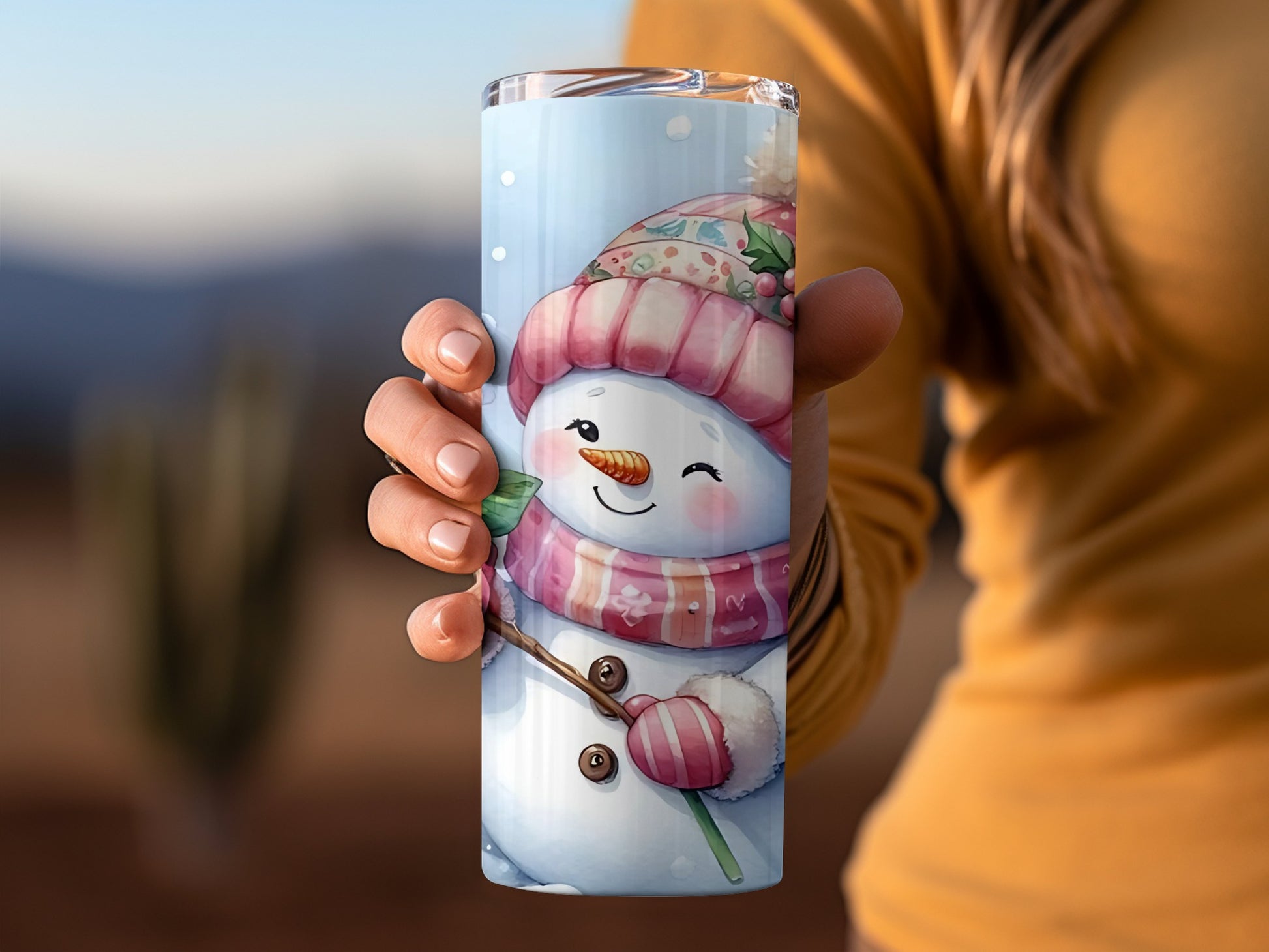 Cute Snowman Illustration Travel Tumbler Cup