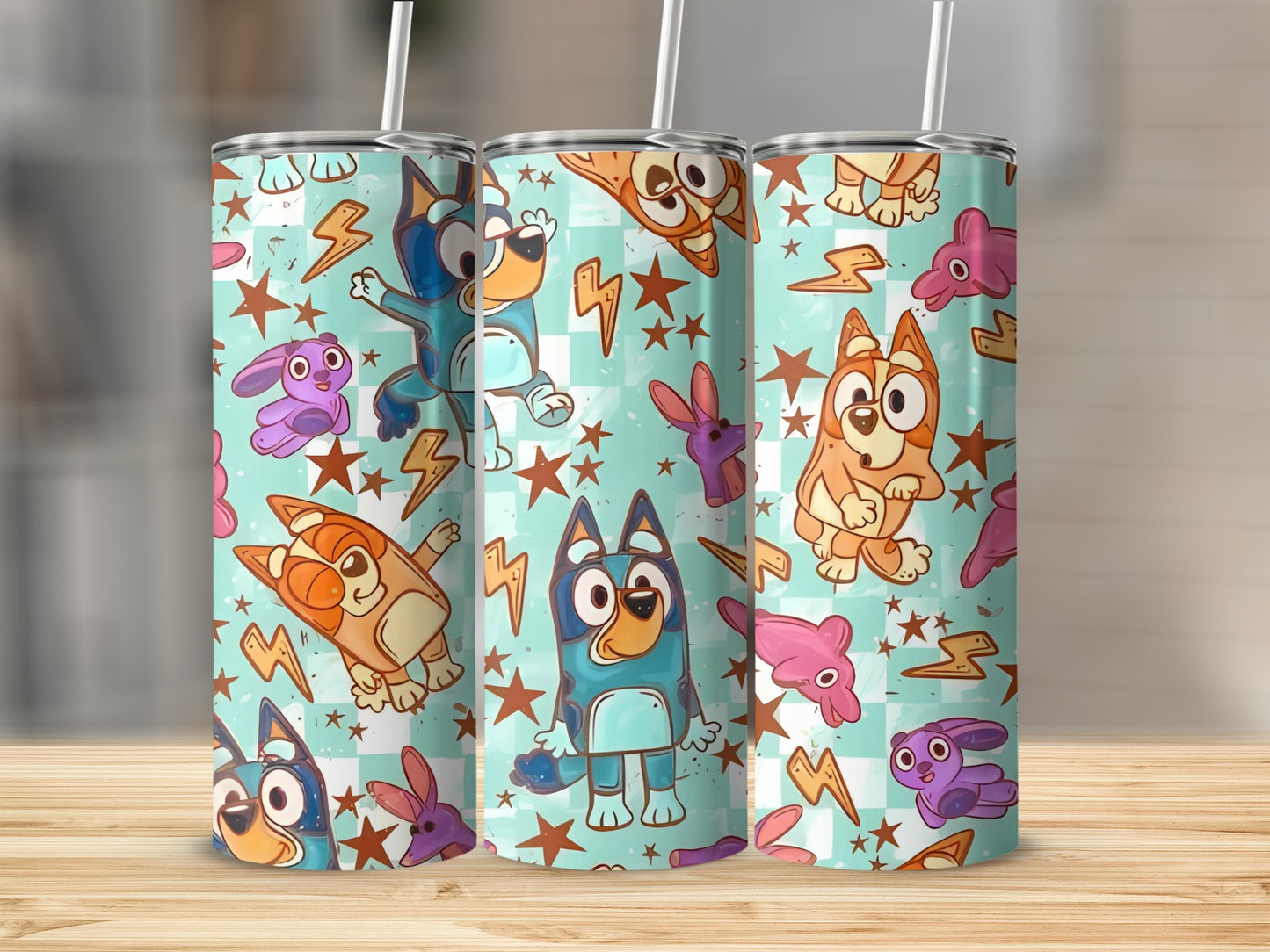 Colorful Cartoon Dogs and Stars Patterned Tumbler