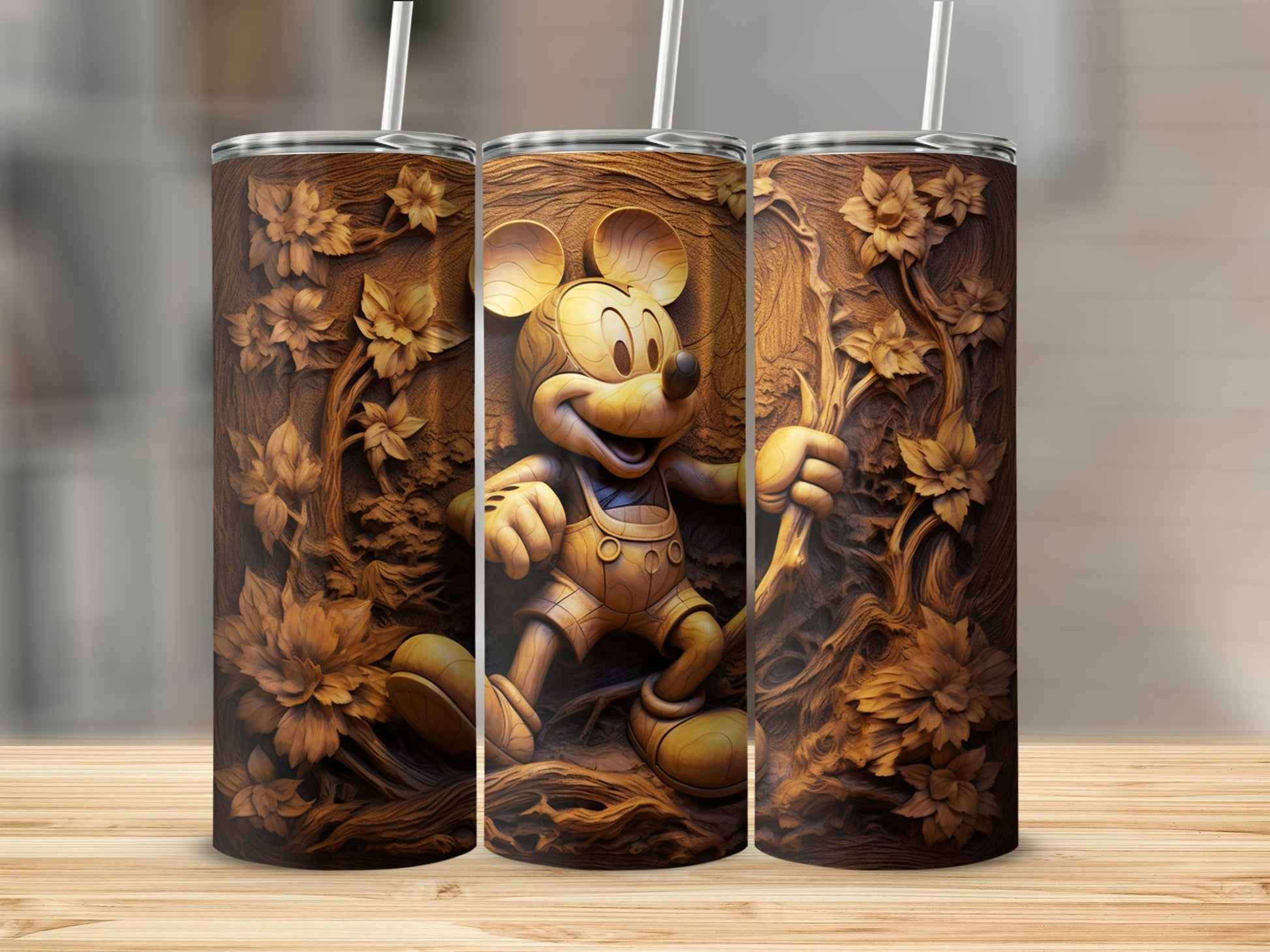 Artistic Mickey Mouse Tumbler with Floral Details