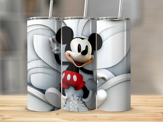 Mickey Mouse Tumbler Featuring Grey Floral Background