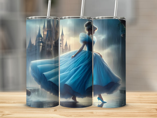 Enchanting Castle and Princess Scene Tumbler Flask