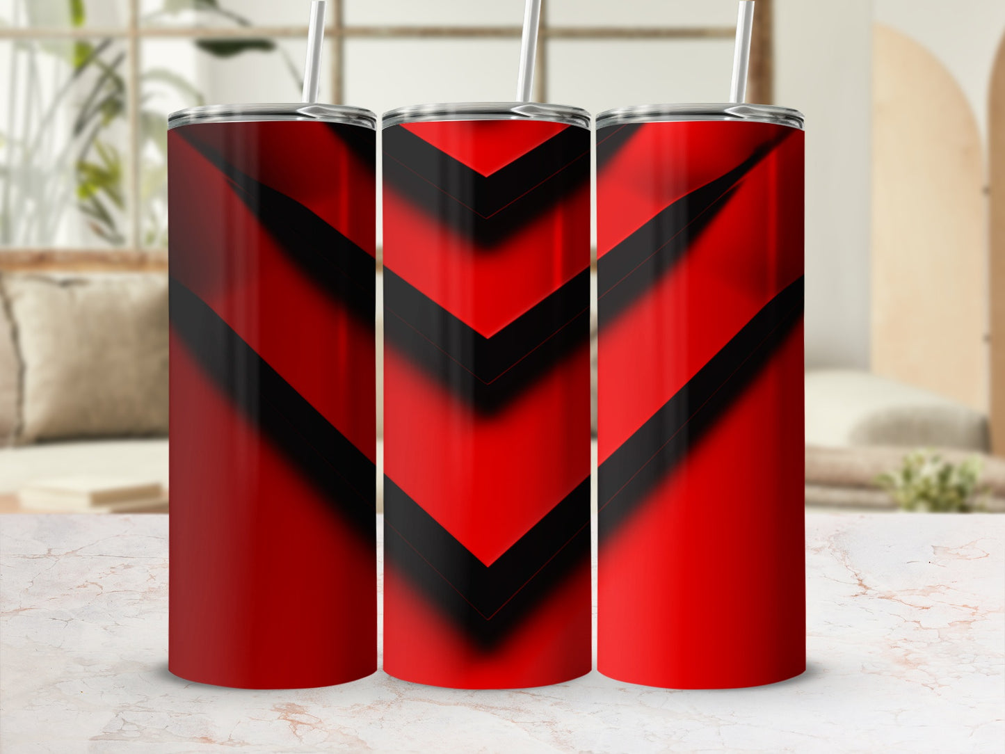 Bold Red Black Chevron Pattern Gradient Tumbler product type