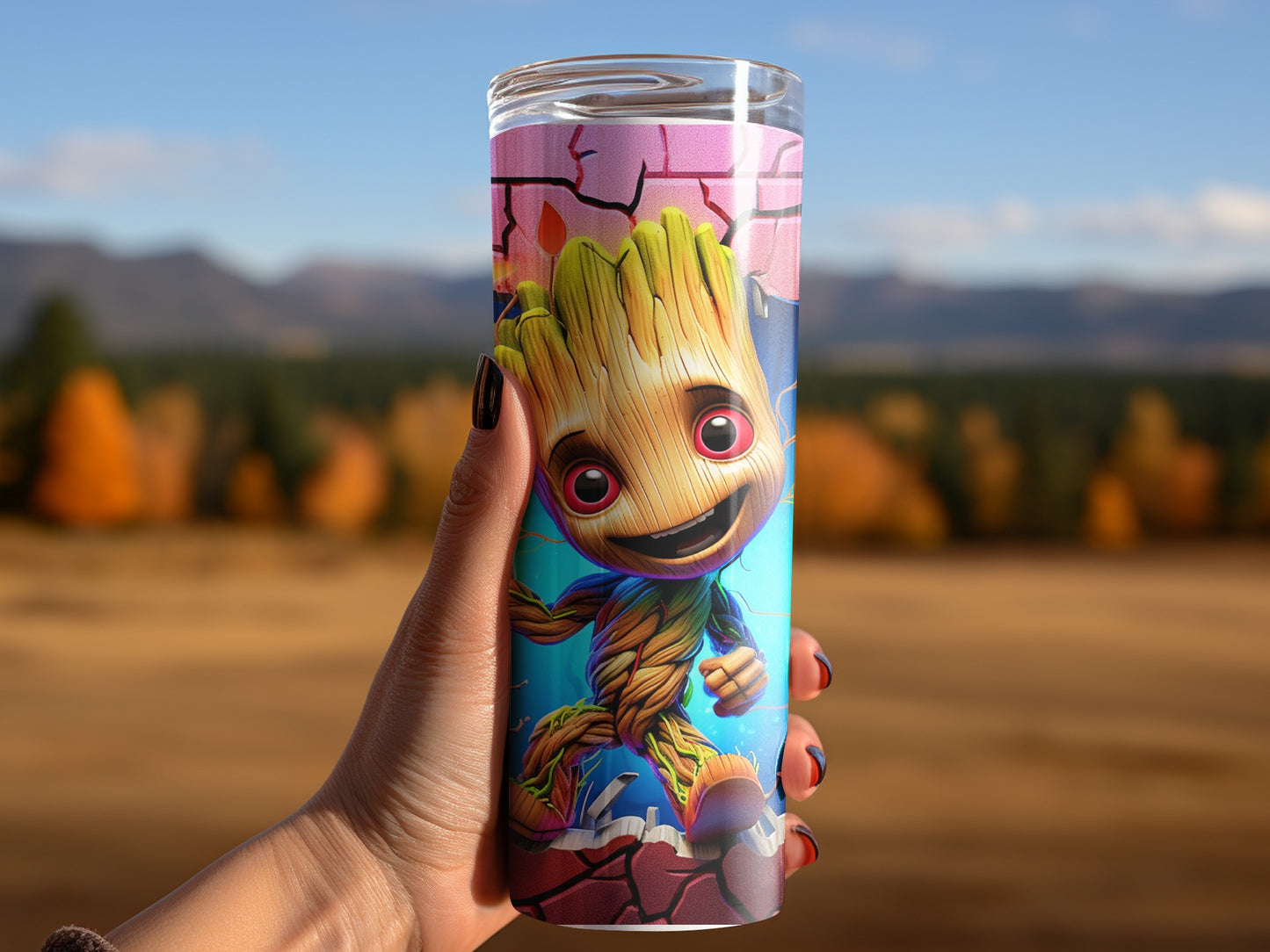 Adorable Groot Design Beverage Tumbler For Marvel Fans