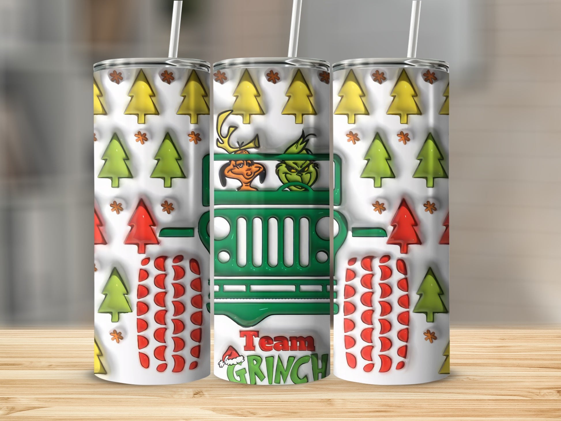 Team Grinch Christmas Jeep Design Tumbler