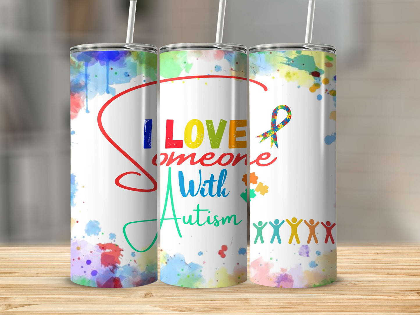 Vibrant Tumbler I Love Someone With Autism Design