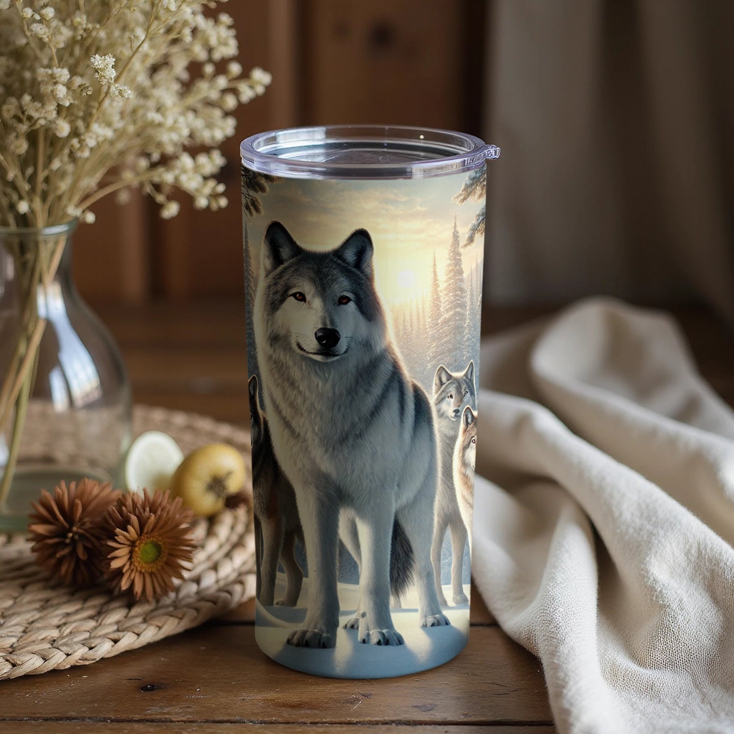 Stunning Wolf Pack Design Tumbler for Animal Lovers