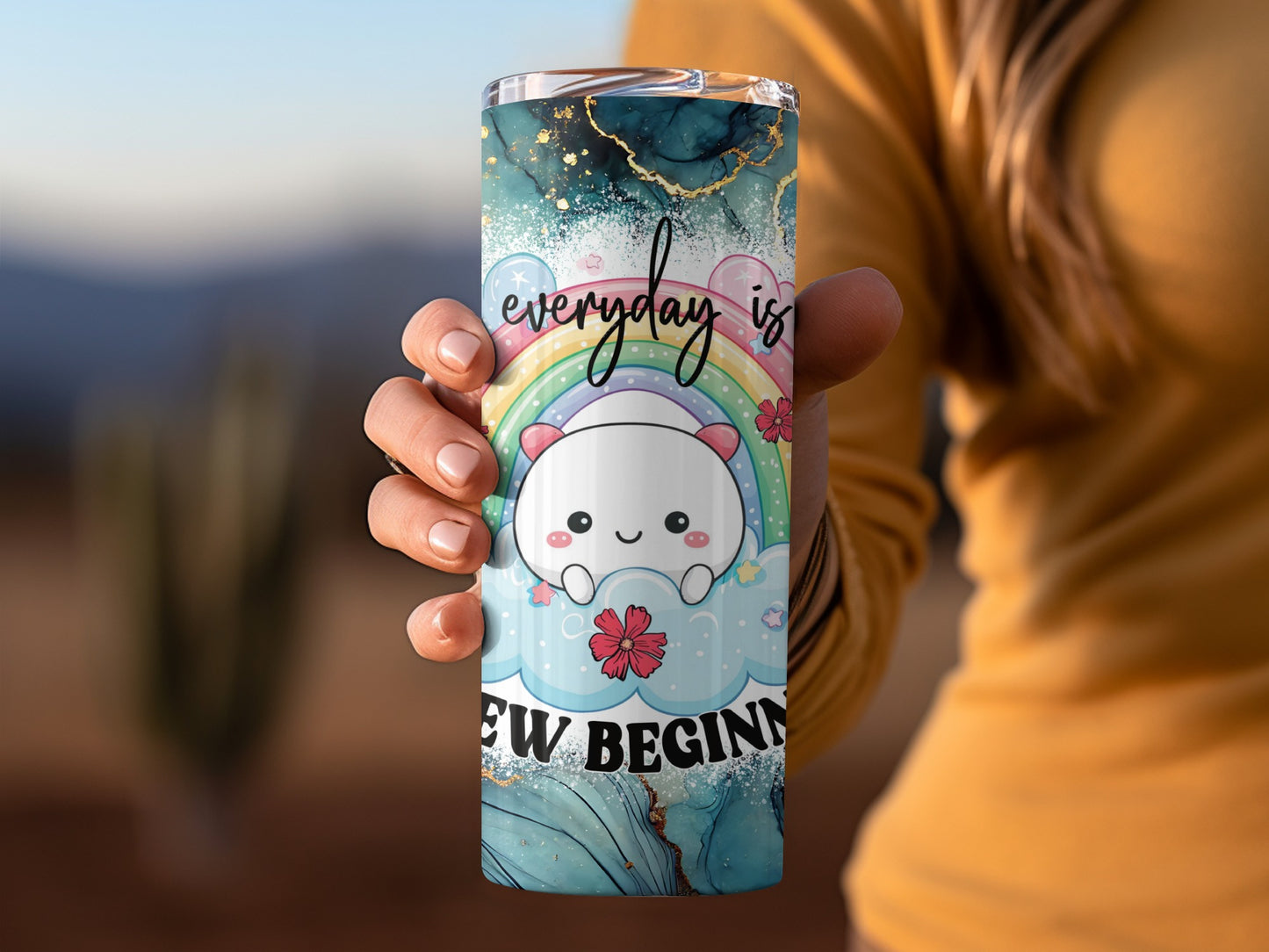 Everyday is a New Beginning Cute Tumbler Product