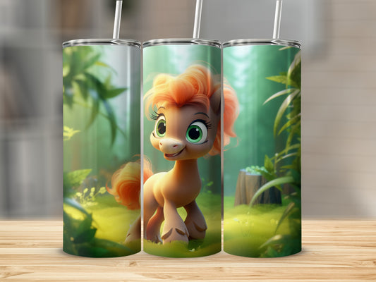 Cute Pony in Forest Scene Tumbler for Kids