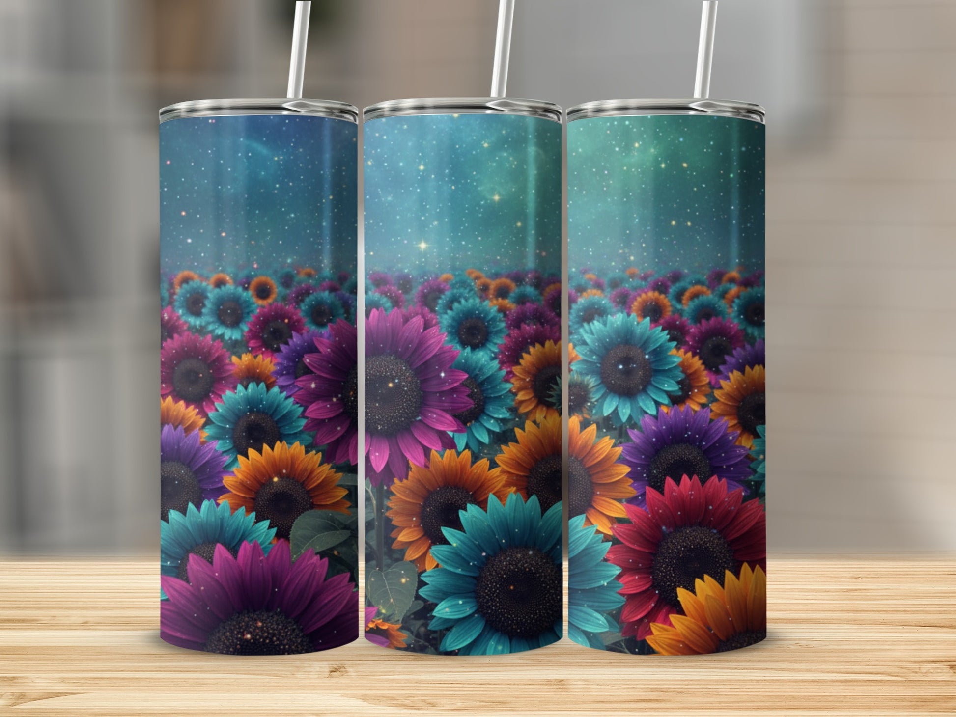 Vibrant Galaxy Sunflowers Patterned Tumbler product
