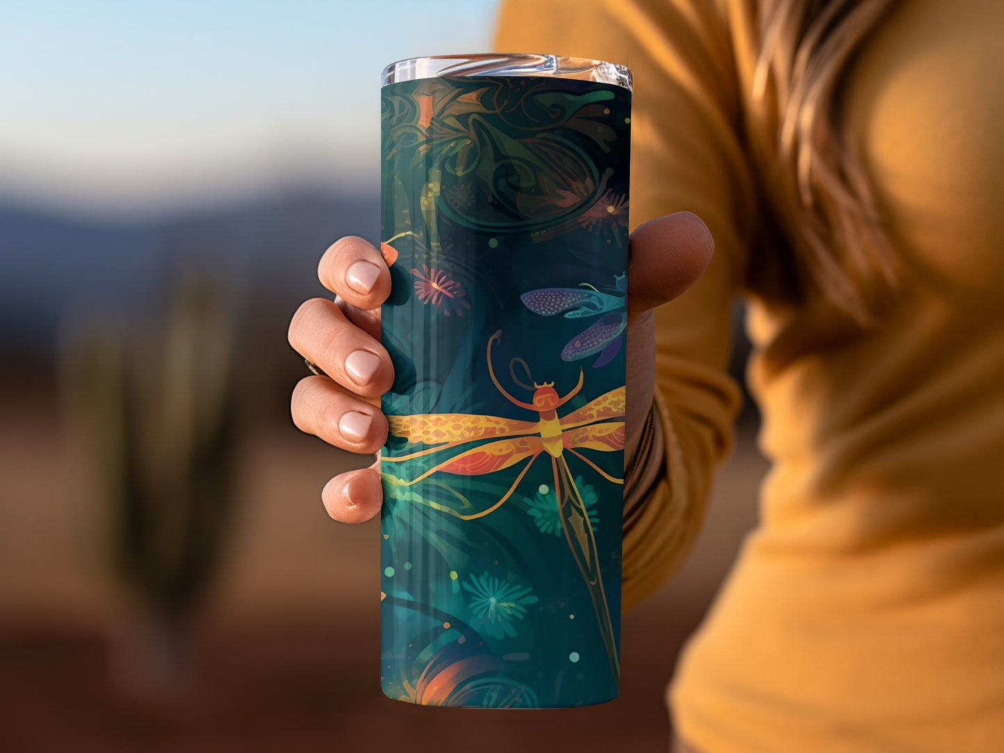 Dragonfly and Nature-Inspired Art Tumbler Product