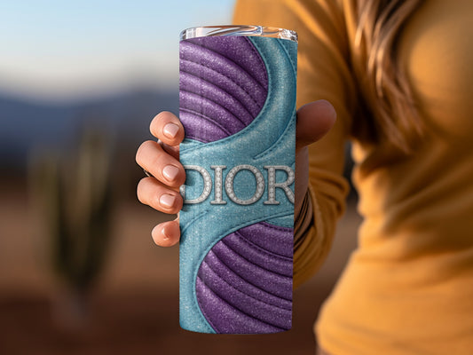 Dior Logo Sparkling Swirl Pattern Teal Purple Tumblers