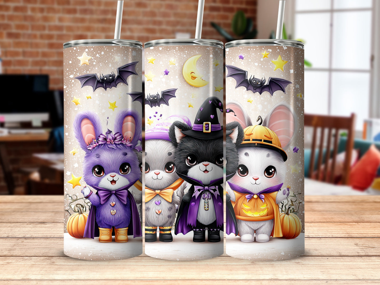 Cute Halloween Animal Tumblers with Witch Hat Toddler