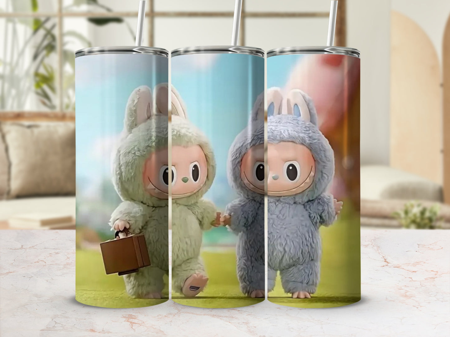 Cute Animal Characters Tumbler with Straw for Kids