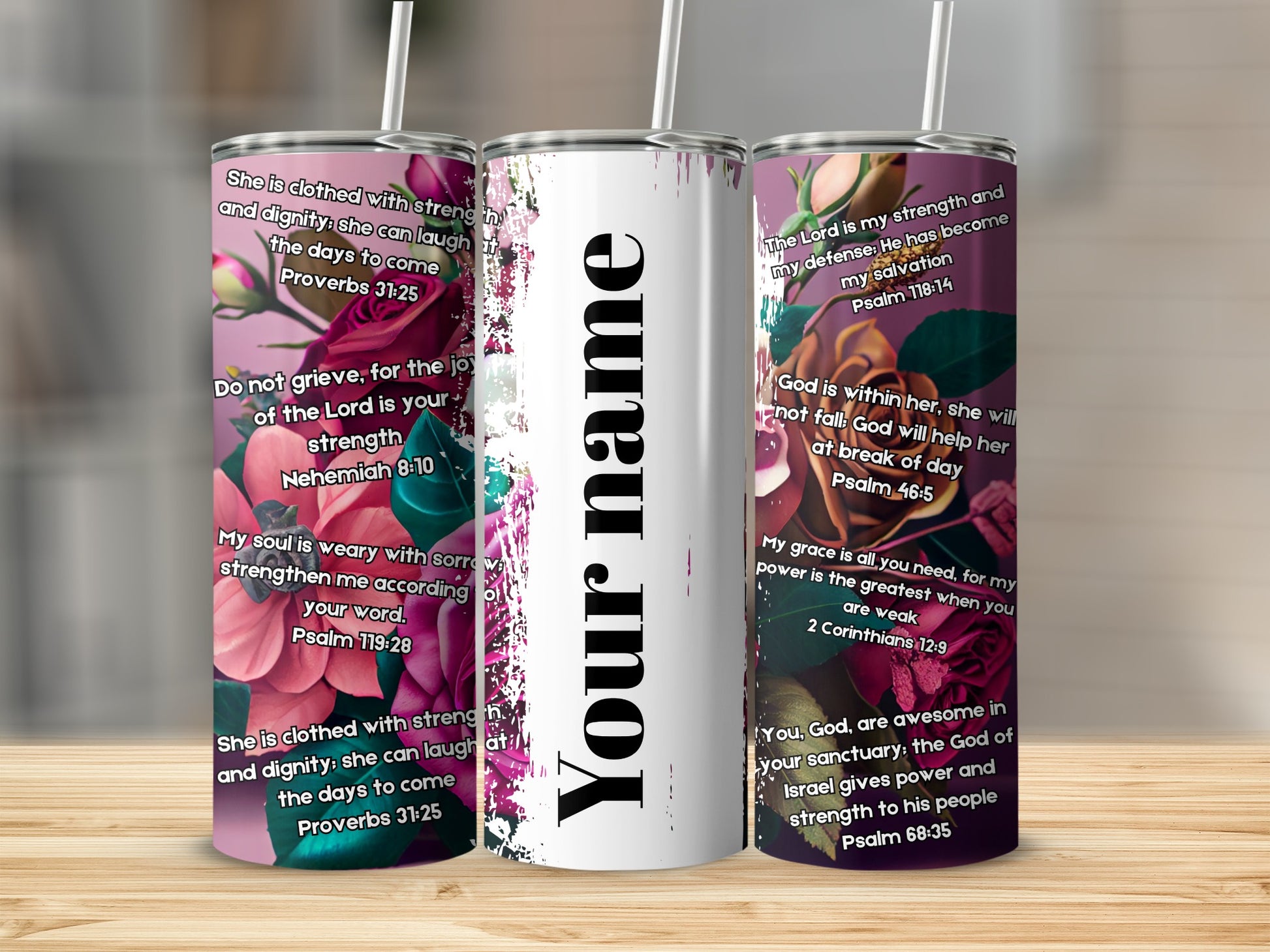 Floral Christian Quotes Tumbler Personalized Drinkware