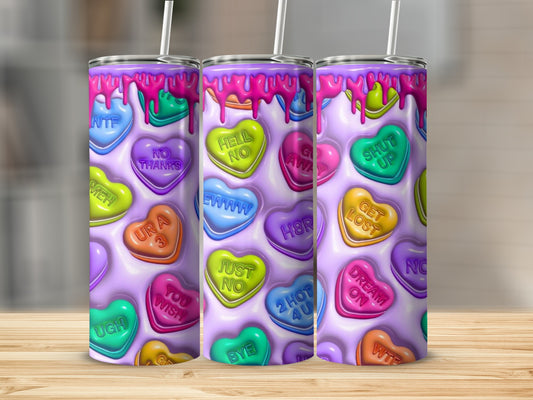 Colorful Heart Shaped Messages Stainless Steel Tumbler