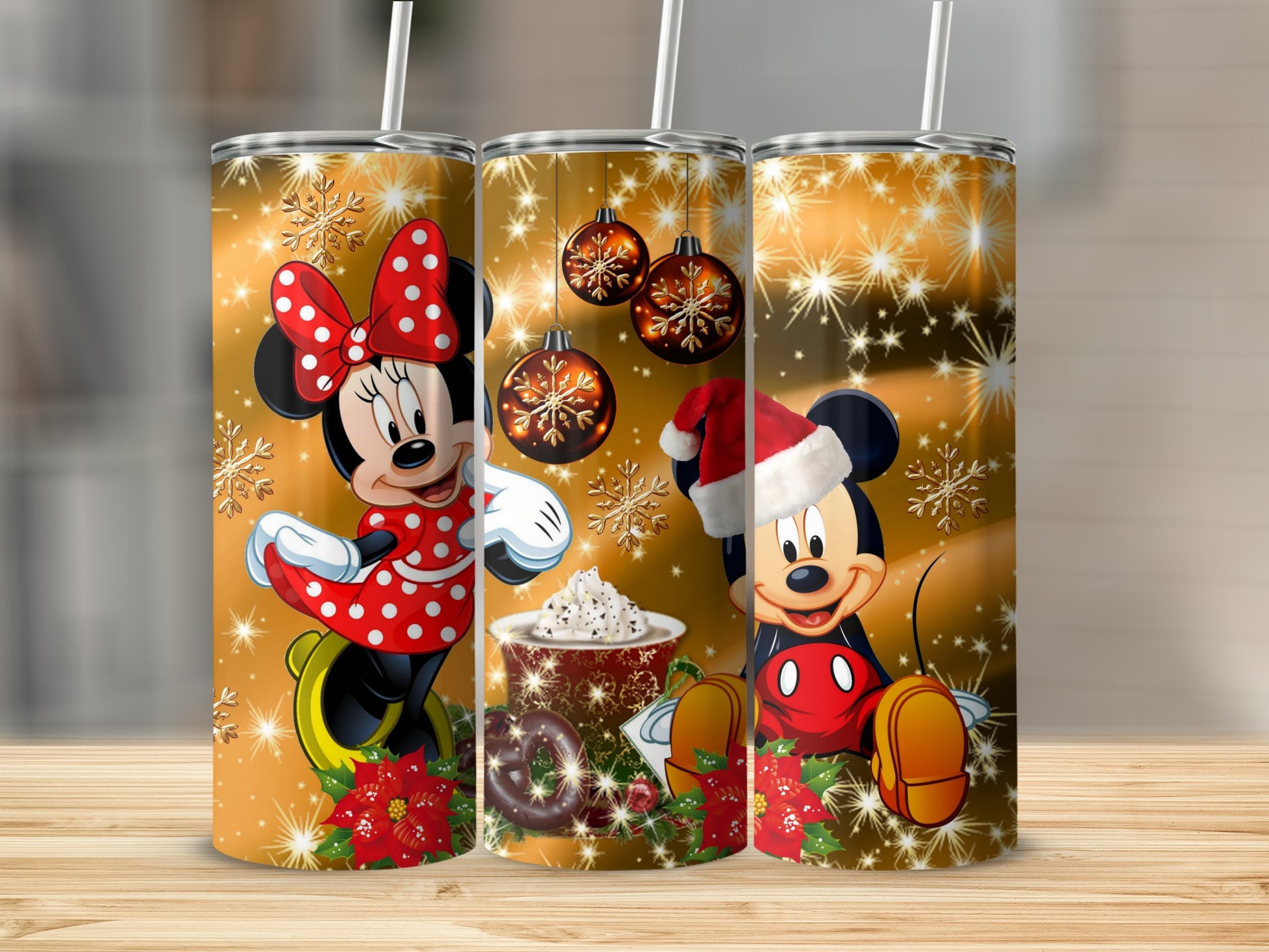 Festive Mouse Characters Holiday Celebration Tumblers