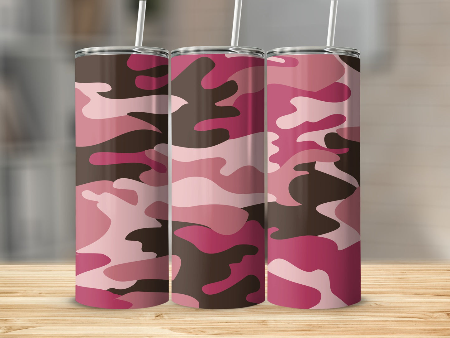 Pink and Brown Camouflage Pattern Tumbler Cup