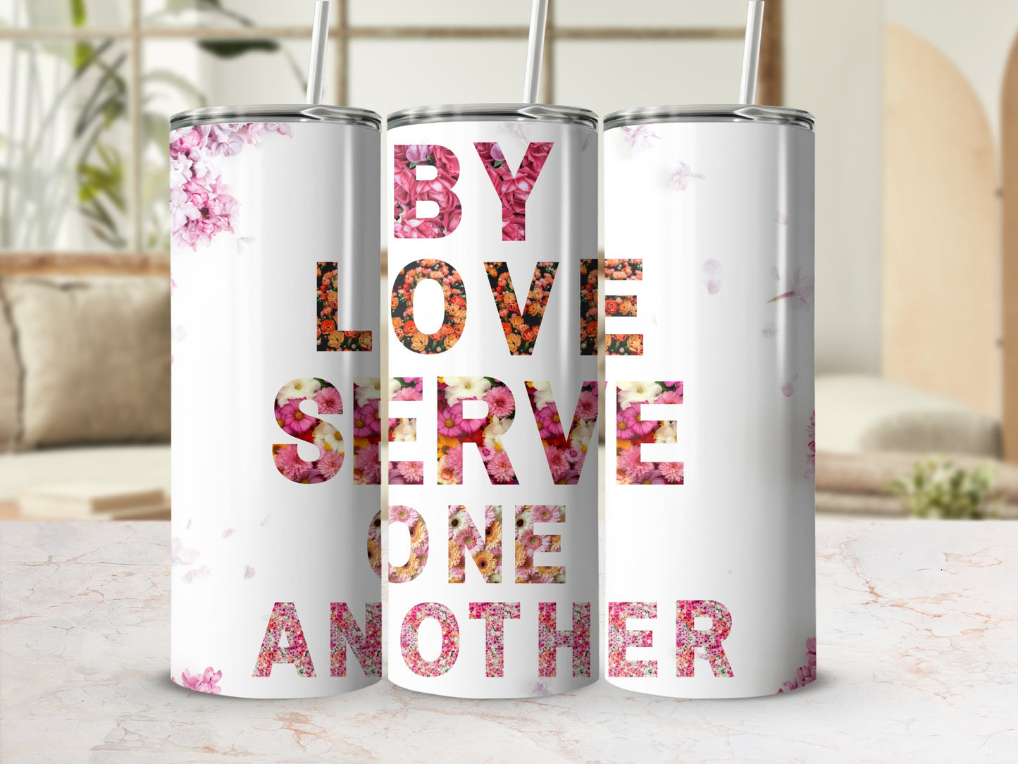 Inspirational Floral Design Travel Mug with Motivational Quote