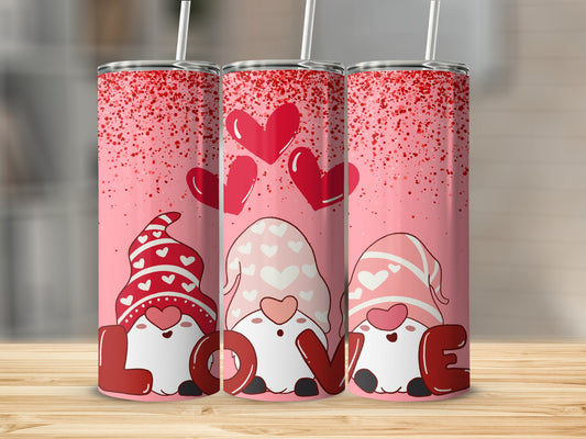 Valentine's Cute Gnome Hearts Tumbler Gift