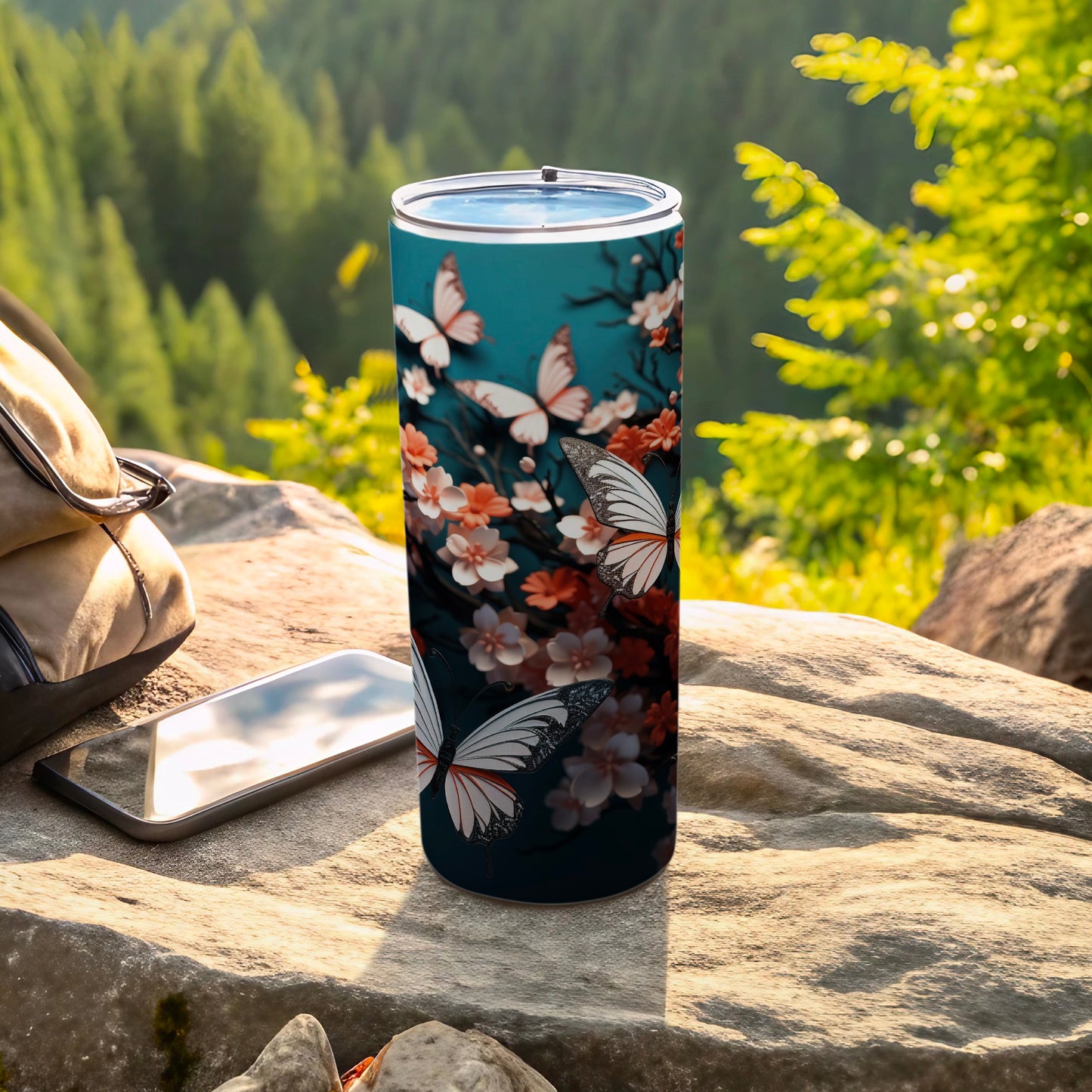 Butterfly Floral Design Dark Teal Tumbler product type
Tumbler
Butterfly
Floral
Flower
Blossom
Nature
Outdoor
Drinkware
Reusable
Insulated
TravelMug
GiftIdea
Teal
DarkBlue
WhiteButterfly
PinkFlower
OrangeFlower
GardenTheme
Spring
Meadow