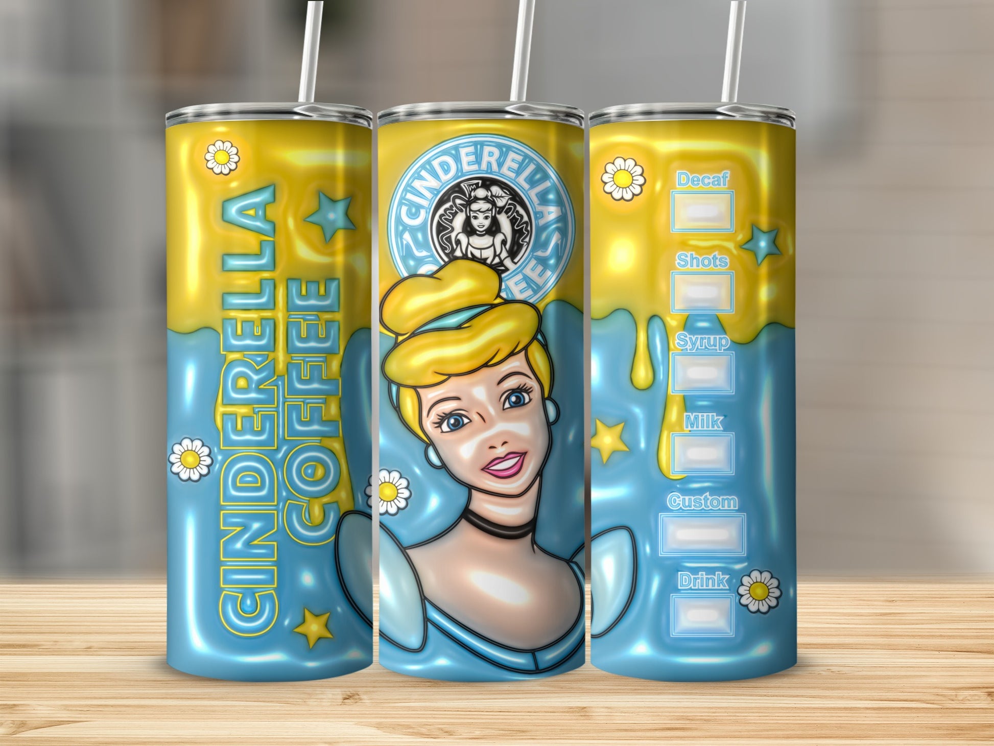 Cinderella Coffee Tumbler Custom Drink Order Design