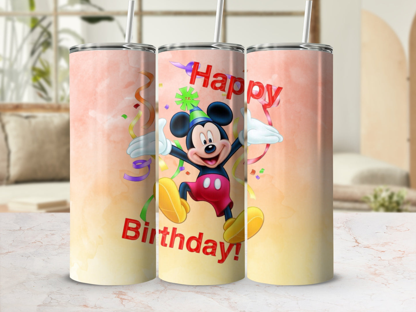 Happy Birthday Mickey Mouse Tumbler Wrap Design