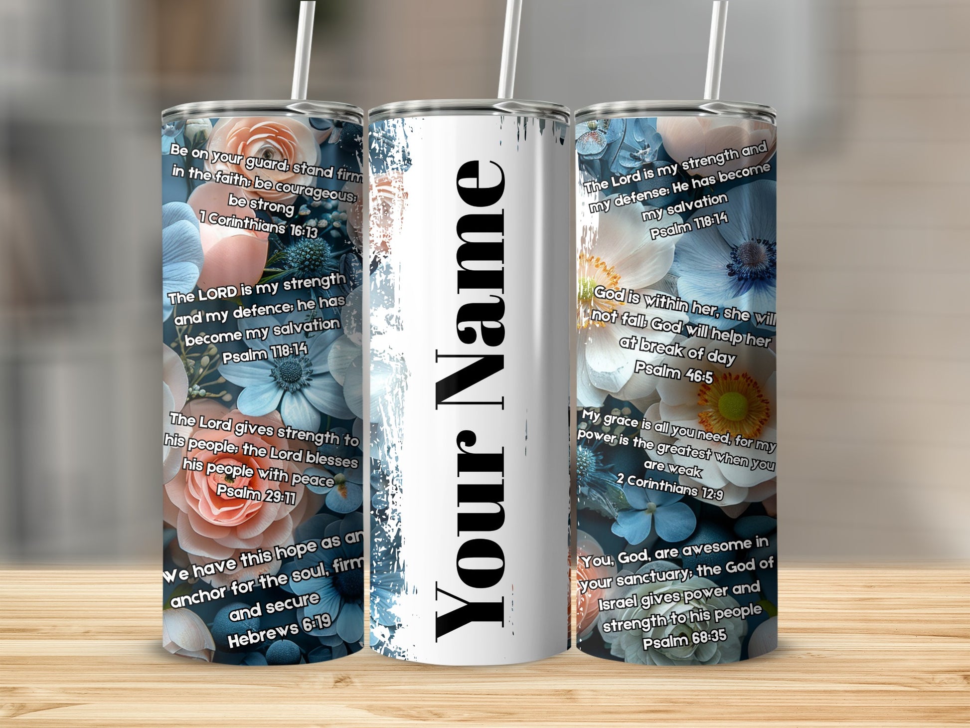 Inspirational Bible Verses Floral Custom Tumbler