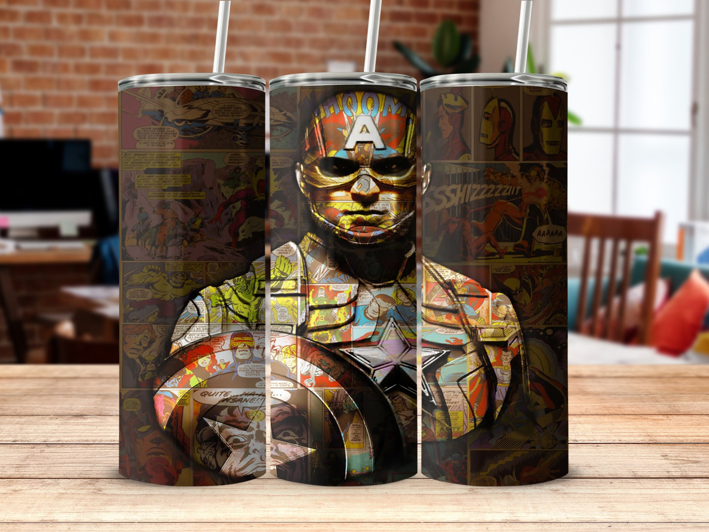 Captain America Comic Panels Hero Shield Tumbler Product Type