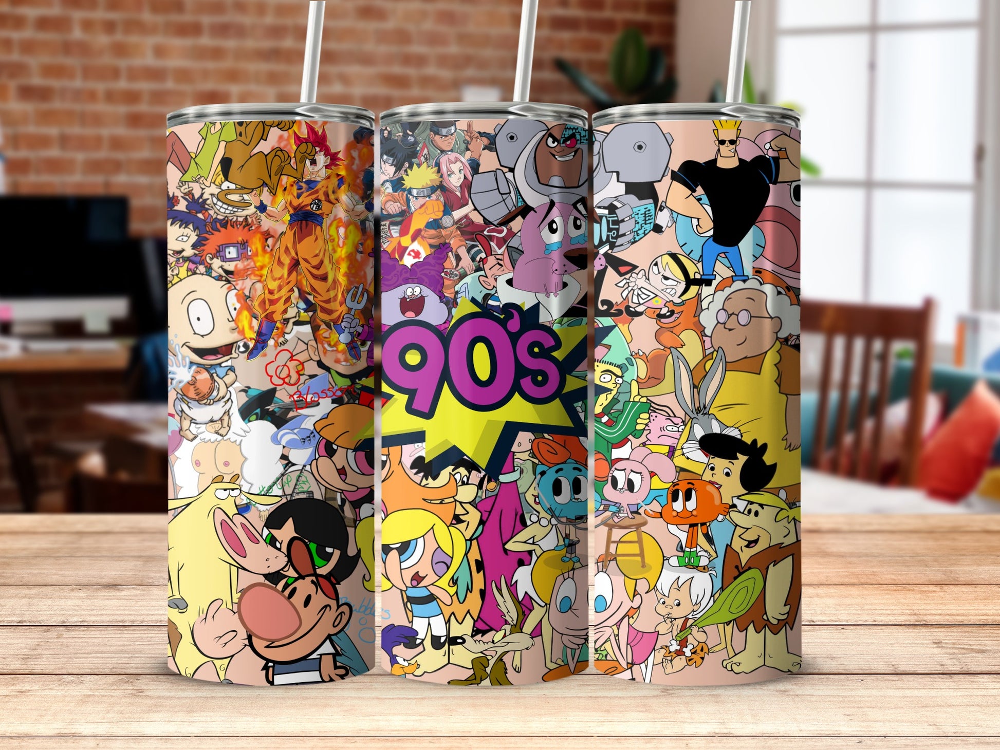Nostalgic 90s Cartoon Characters Tumbler Drinkware