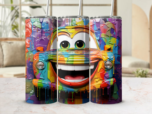 Colorful Cartoon Car Design Tumbler For Kids and Adults