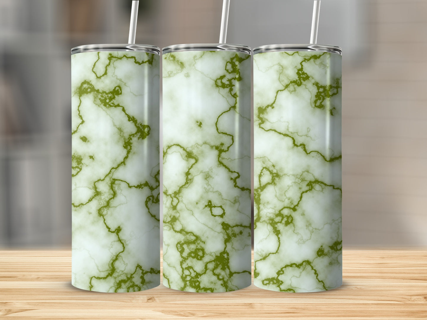 Marble Green Lines With Abstract Design Tumblers