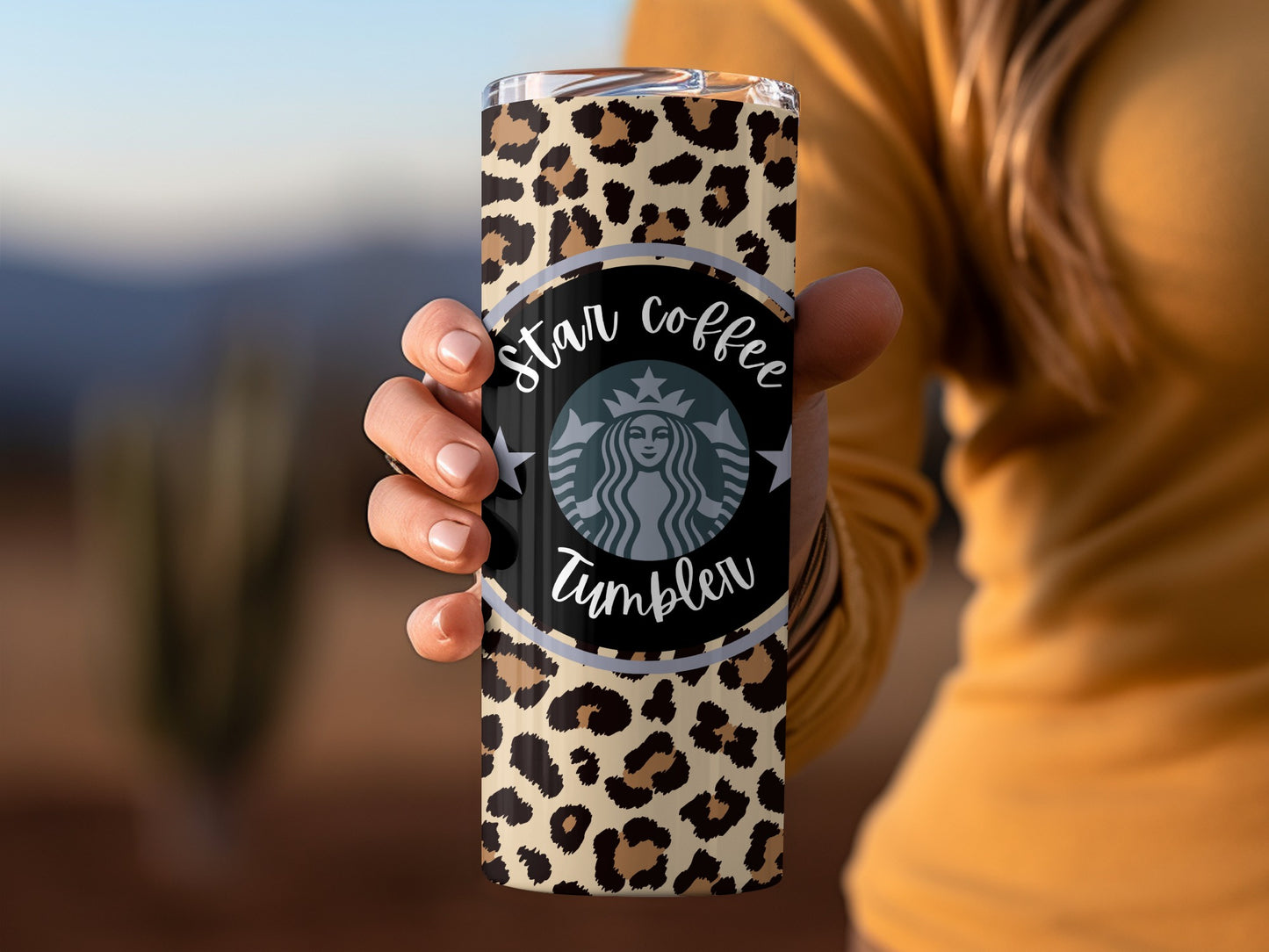Leopard Print Star Coffee Tumbler Stainless Steel Drinkware