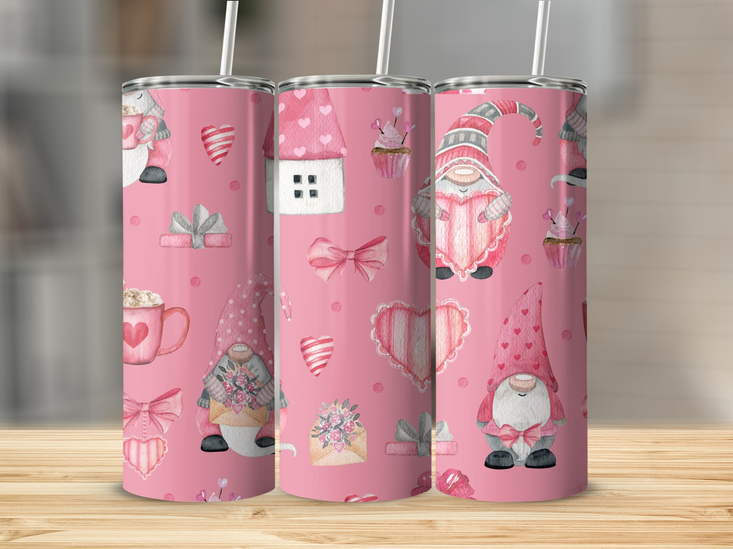 Adorable Gnome Themed Pink Tumbler for Festive Occasions