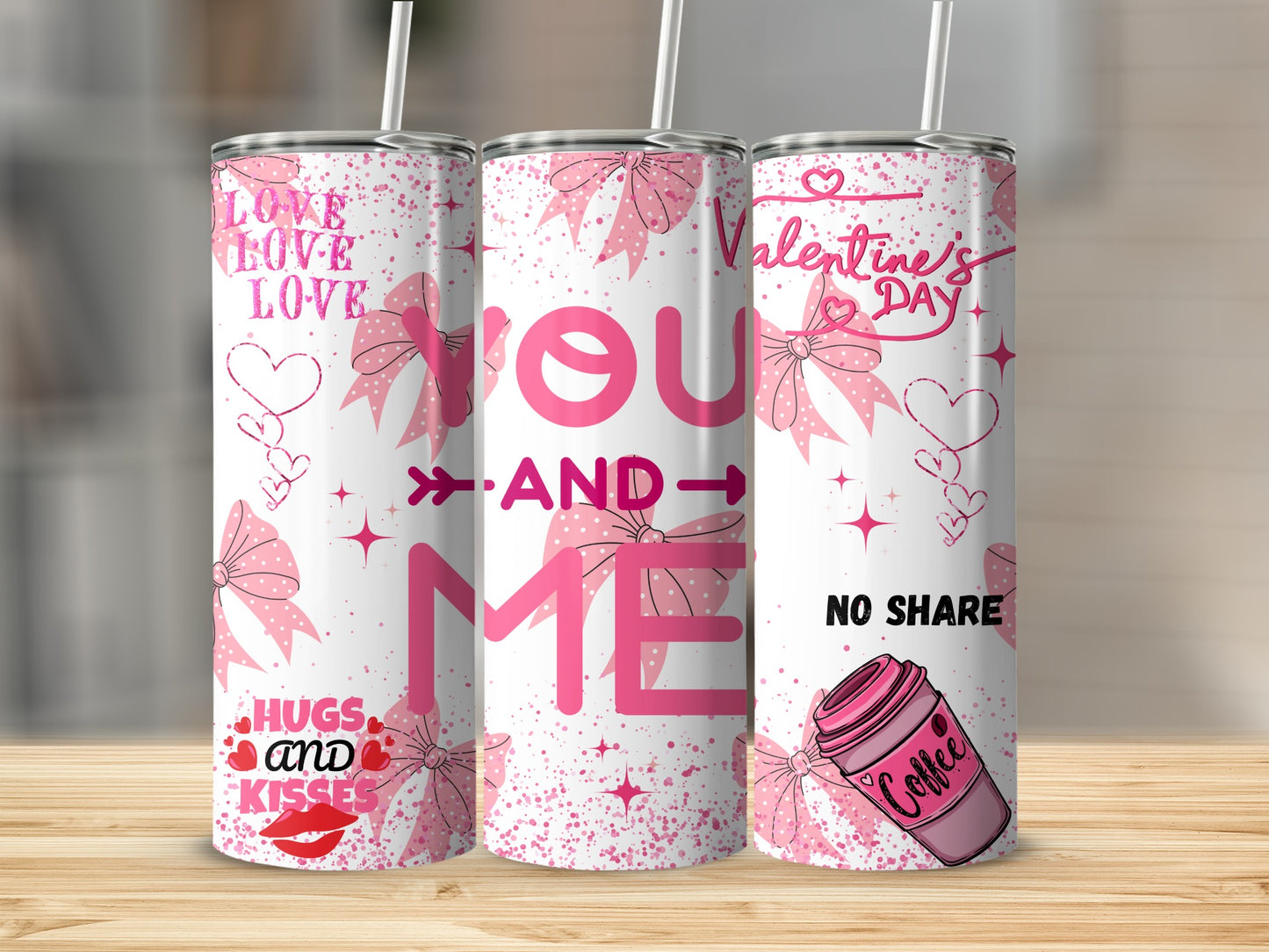 Valentine's Day Themed Tumblers with Love Messages