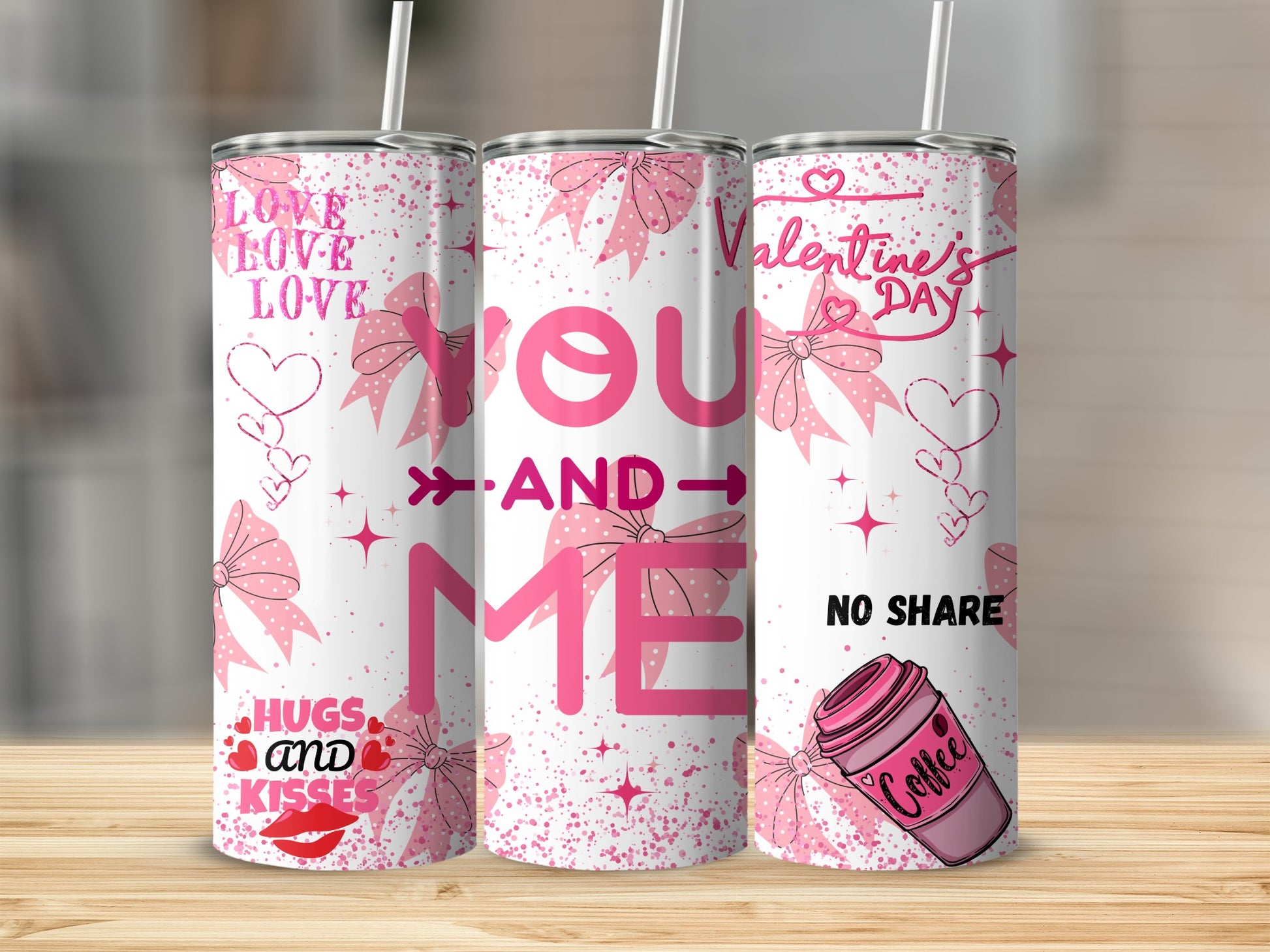 Valentine's Day Themed Tumblers with Love Messages