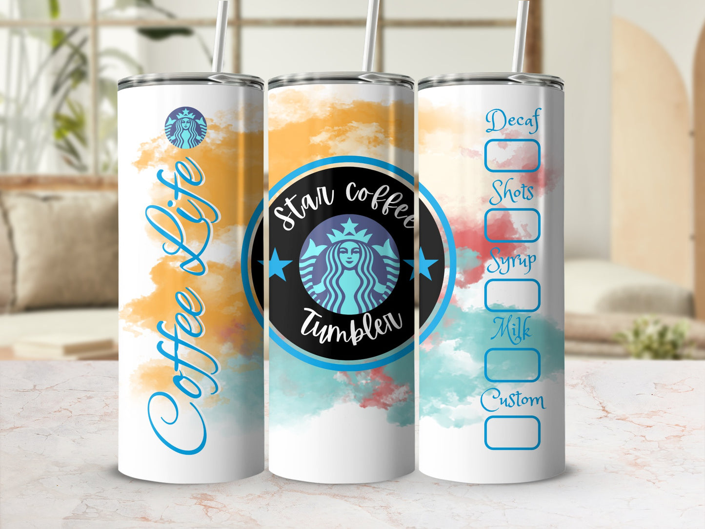 Colorful Coffee Life Star Coffee Drink Tumbler
