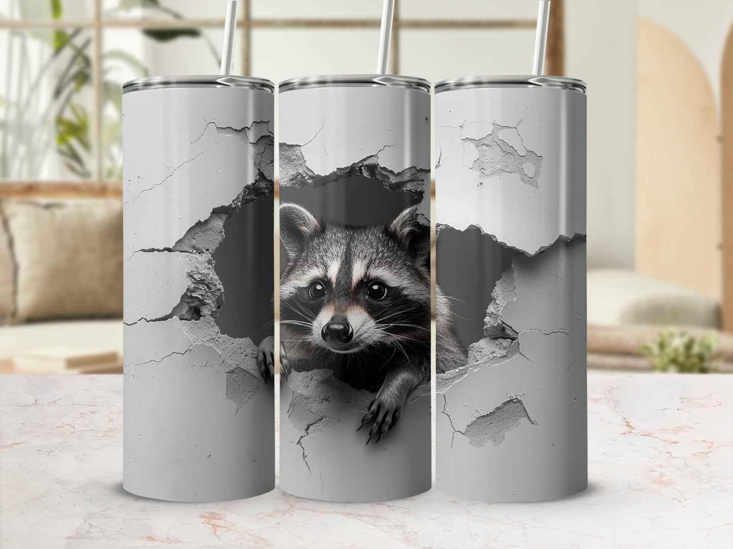 Raccoon Peeking Broken Wall Design Unique Drinkware product type
Raccoon
Animal tumbler
Wildlife design
Peeking animal
Cracked wall
Broken wall
Illusion design
3D effect
Novelty drinkware
Cute raccoon
Unique tumbler
Gray design
Distressed look
Concrete texture
Animal lover gift
Drinkware accessory
Custom tumbler
Insulated cup
Nature theme
Funny animal