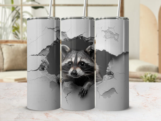 Raccoon Peeking Broken Wall Design Unique Drinkware product type
Raccoon
Animal tumbler
Wildlife design
Peeking animal
Cracked wall
Broken wall
Illusion design
3D effect
Novelty drinkware
Cute raccoon
Unique tumbler
Gray design
Distressed look
Concrete texture
Animal lover gift
Drinkware accessory
Custom tumbler
Insulated cup
Nature theme
Funny animal